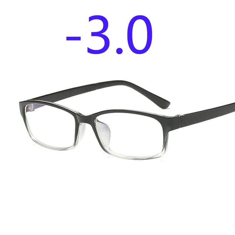 Очки для близорукости 0-1-1,5-2-2,5-3-3,5-4-5-6, мужские очки с коротким прицелом, черная прозрачная оправа, женские очки для близорукости - Цвет оправы: white black 300