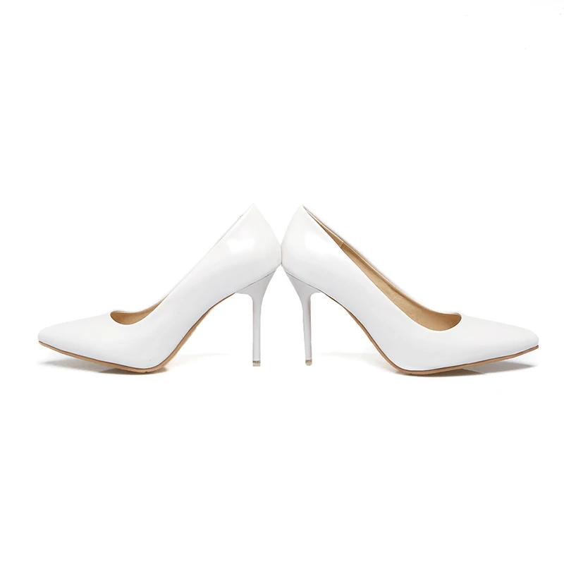 green Señora Sexy Punta red pink Bombas Mujeres De Casual White Moda Brillante Delgados Zapatos En Color Tacones Sólido Elegante Oficina Tamaño Partido Más black zEx17qw