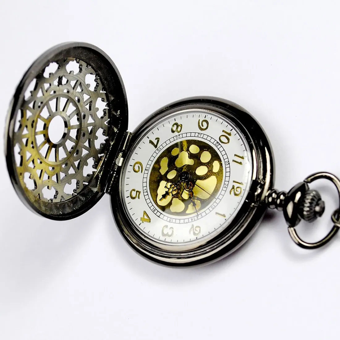 Retro Wild Quartz Large Black Pocket Watch Classic Fashion Hollow Spider Web Table Men And Women Antique Gift Temperament Watch