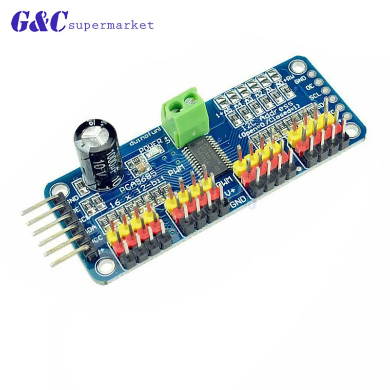 

16-Channel 12-bit PWM/Servo Driver - I2C interface - PCA9685 for Arduino Raspberry Pi DIY Servo Shield Module