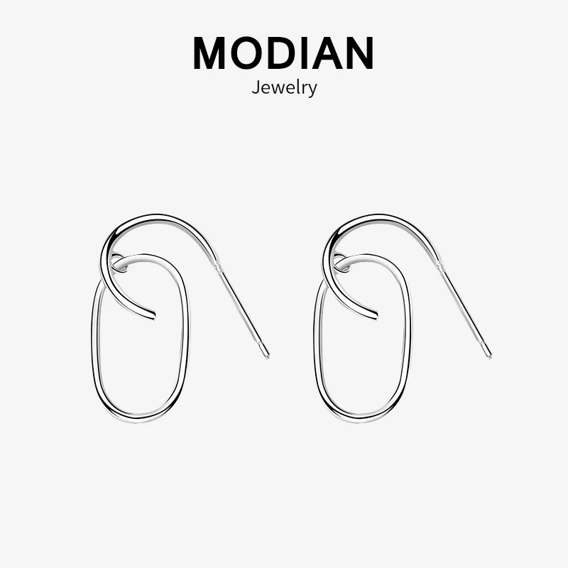 

Modian 2019 New Sale Real 925 Sterling Silver Fashion Pin Style Hoop Earrings For Women Tiny Charm Fine Jewelry