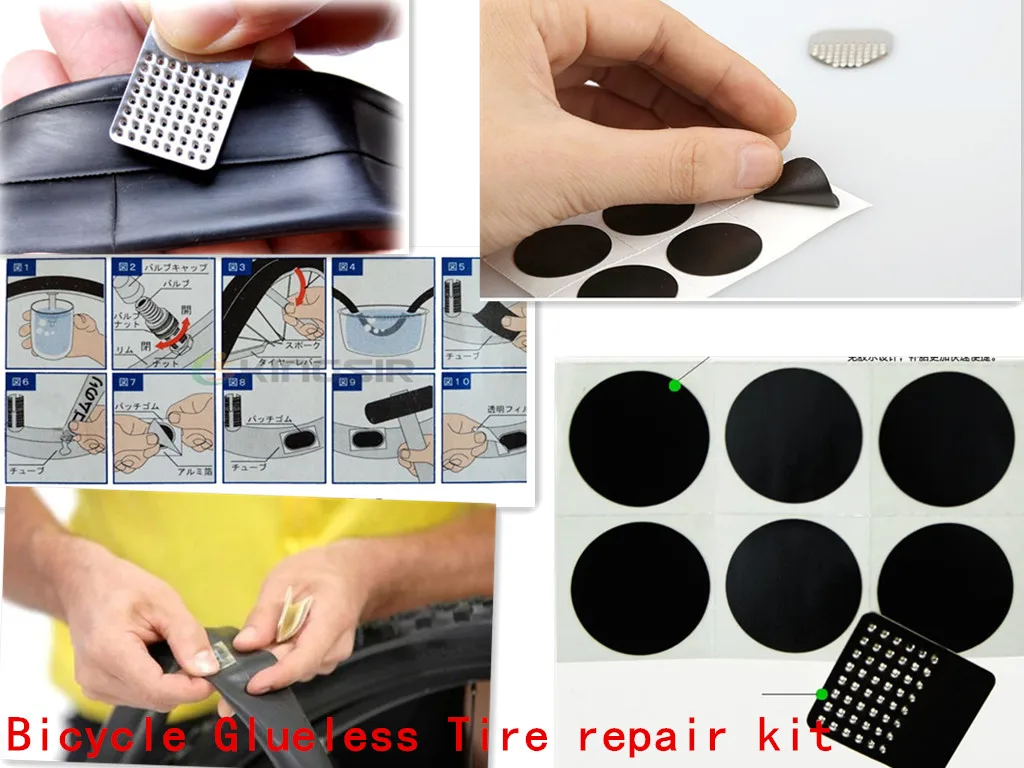 

Cycling MTB bike Tire Glueless Repair Tools kit Bicycle Inner Tire Glueless Patch Repair Kit Tools Patch Repair tool kit