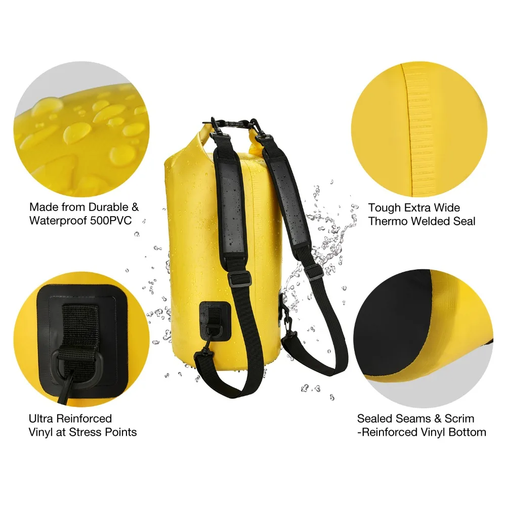 Piscifun 10-40L Waterproof Dry Bag + Phone Case Floating Dry Back Pack for Water Sports Fishing Boating Surfing Rafting Swimming