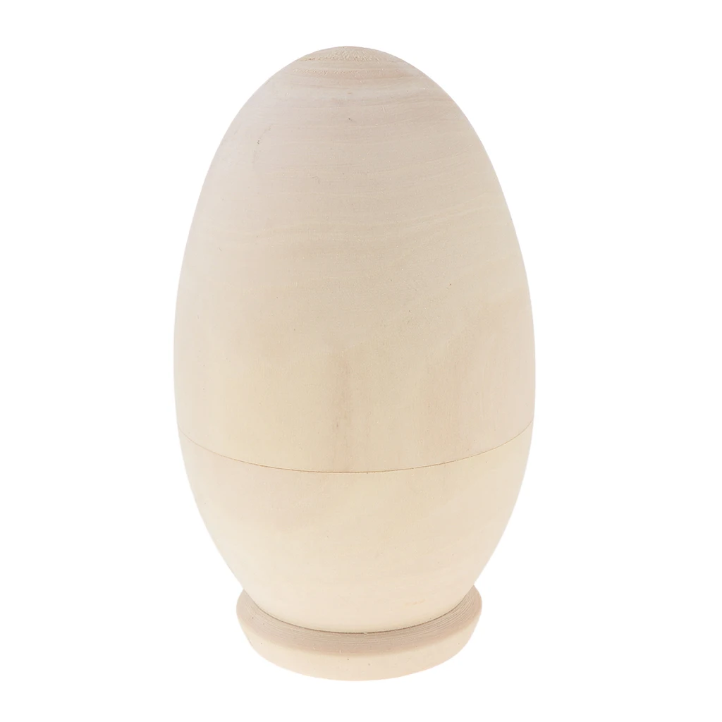 5 Pieces Unpainted Wooden Egg Russian Stacking Dolls Natural Wood Color Babushka Matryoshka Kids Birthday Gift