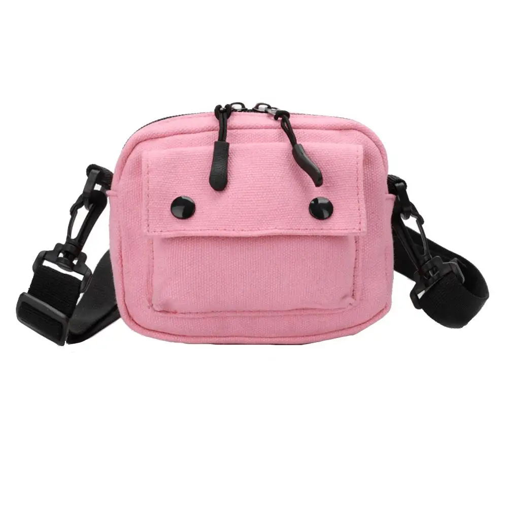 

Hot Children Girl Button Square Solid Color Zipper Crossbody Shoulder Canvas Bag Gift