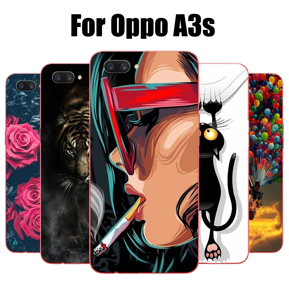 For Oppo A3s Case 6.2 inch Painted Soft Silicone Phone Cases Back Cover Funda |