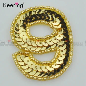 

Beautiful Design Gold Color Number "9" Sequin Patches For Clothing WRAB-017
