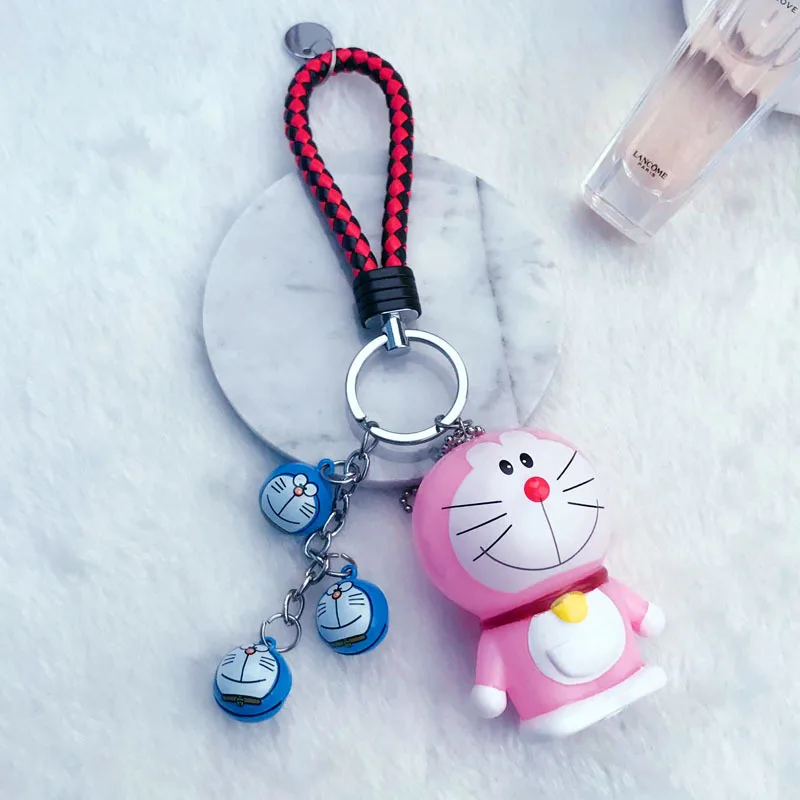 

New Braided Leather Rope Keychain 30 Colors Doraemon Key Chain Ring Pendant for Women Key Holder Bag Charms Accessories