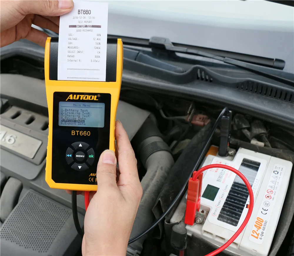 Автомобильный тестер заряда батареи AUTOOL 12 В с принтером BT660/многоязычный