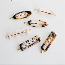 Корейские винтажные уксусная кислота шпилька геометрические прямоугольные мраморные заколки для волос с камнем женские леопардовые аксессуары для волос