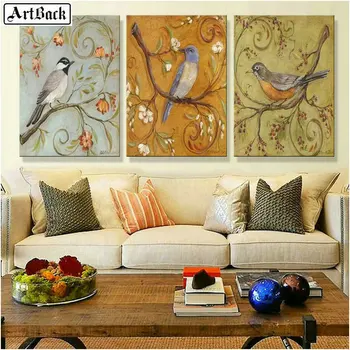 

Triptych bird diamond painting icon 25 style diamond embroidery full square animal full round living room decoration sticker