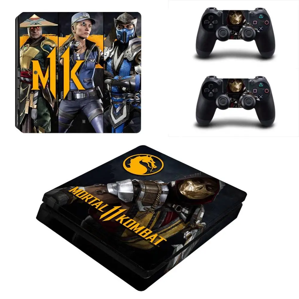 Mortal Kombat 11 PS4 тонкий стикер s кожа для sony Playstation 4 тонкий PS 4 тонкий консоль и контроллер скины винило стикер - Цвет: YSP4S-3386