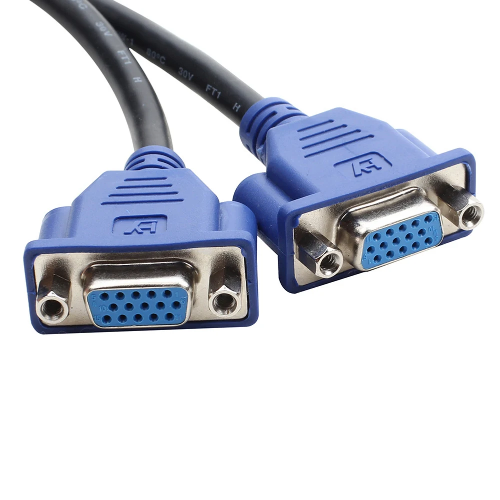 Новый женский разветвитель кабеля для видеоадаптера монитора 24 + 5 Pin Male к 2 VGA