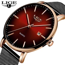 Reloj Hombre LIGE Mens Watches Fashion Top Brand Luxury Mesh Steel Red Business Quartz Watch Men Casual Waterproof Simple Clock Reloj Hombre LIGE Mens Watches Fashion Top Brand Luxury Mesh Steel Red Business Quartz Watch Men Casual Waterproof Simple Clock