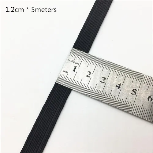12mm Black 5meter 5 м Блестящий золотистый Серебристый резинки 3-45 мм Черный Белый резиновый ремешок лента DIY швейная кружевная отделка поясная лента аксессуары для одежды - Цвет: 12mm Black 5meter