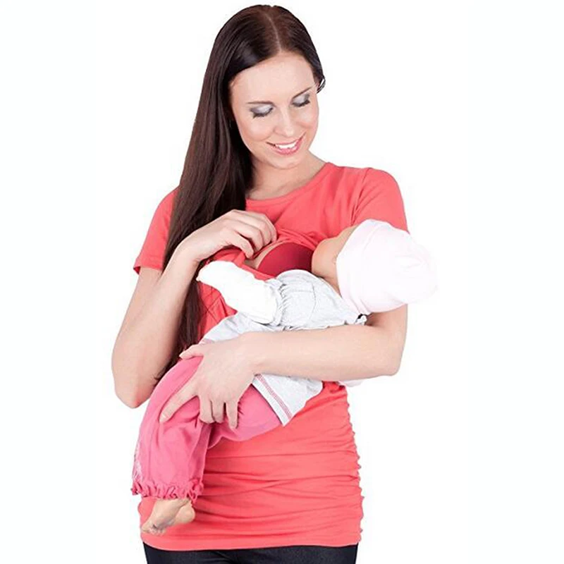 Plus Size Summer Pregnancy Nursing Maternity Breastfeeding Tops & Tees