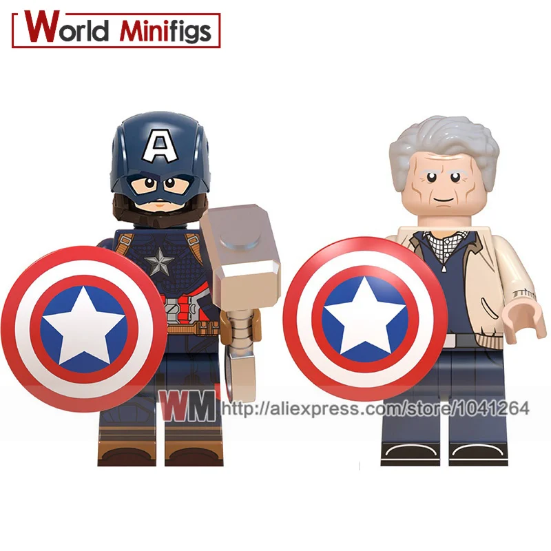 

Building Blocks Single Grandpa Captain America Steve Shield Weapon Marvel Avengers Super Hero Endgame Children Toys