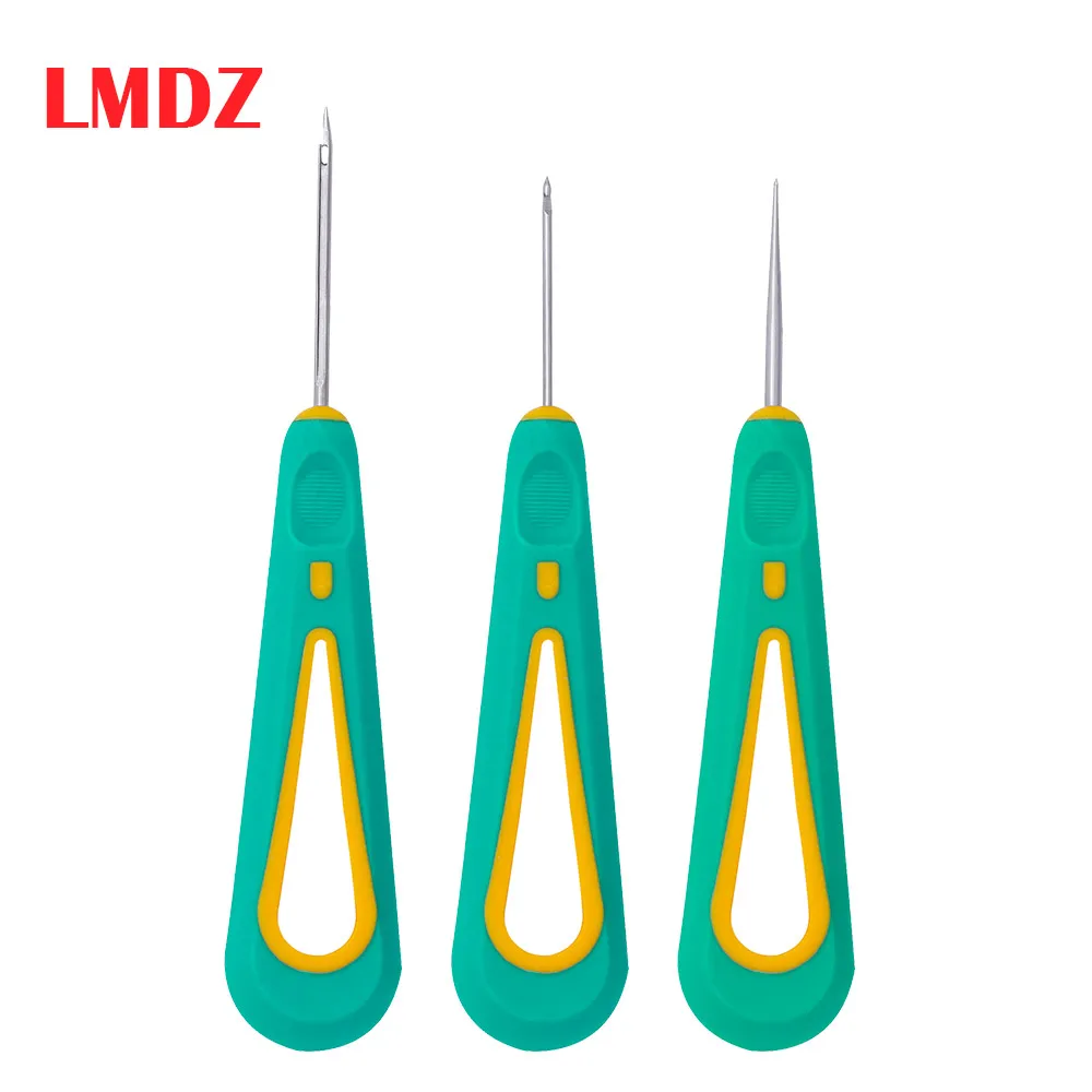 

LMDZ Steel Sticher Sewing Awl Shoes Repair Sewing Crochet Hook Needle Tool WIth Rubber Straight head/Hook head/Medium hole Awl