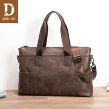 DIDE модные кожаные портфели для мужчин винтажные сумки бизнес путешествия ноутбук сумка мужской Tote bolsa maleta