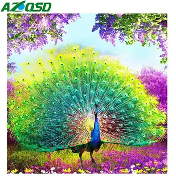 

AZQSD Full Square Diamond Painting Animal Cross Stitch Home Decor Gift Diamond Mosaic Peacock Handmade Picture Of Rhinestones