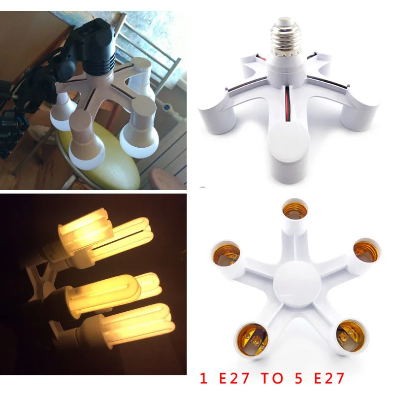1 E27 до 5 E27 способ разветвитель для ламп Цоколь для ламп держатель преобразователь, переходник eclectical для Светодиодный свет лампы подвесной