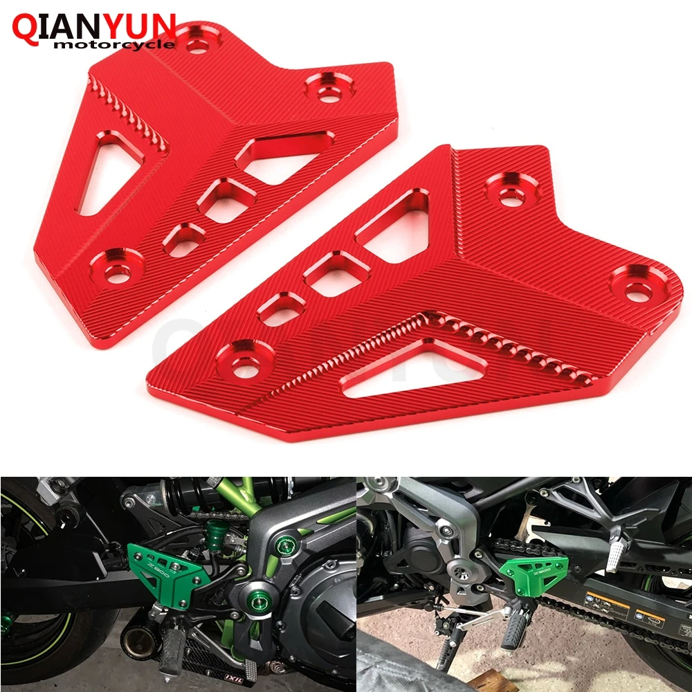 

CNC Aluminum Motorcycle Footrest Guard Passenger Foot Protector Plate Pair Green Black Blue Red for Kawasaki Z900 2017