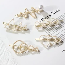 SHUANGR, модная заколка для волос с искусственным жемчугом, заколка для волос ручной работы в форме цветка в форме сердца, заколка для девочек, ювелирные аксессуары