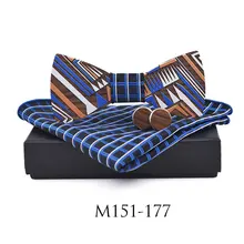 Модные древесины джентльмен платок бульон Воротник Кнопка галстуки ручной работы бабочка Свадебная вечеринка деревянный галстук костюм