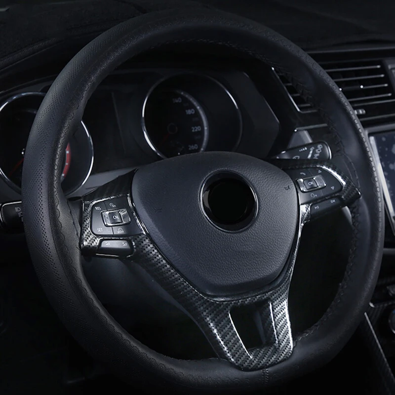

For Tiguan MK2 2017 2018 ABS Carbon Fibre Steering Wheel Decoration Cover Trim accessories car styling 1pcs