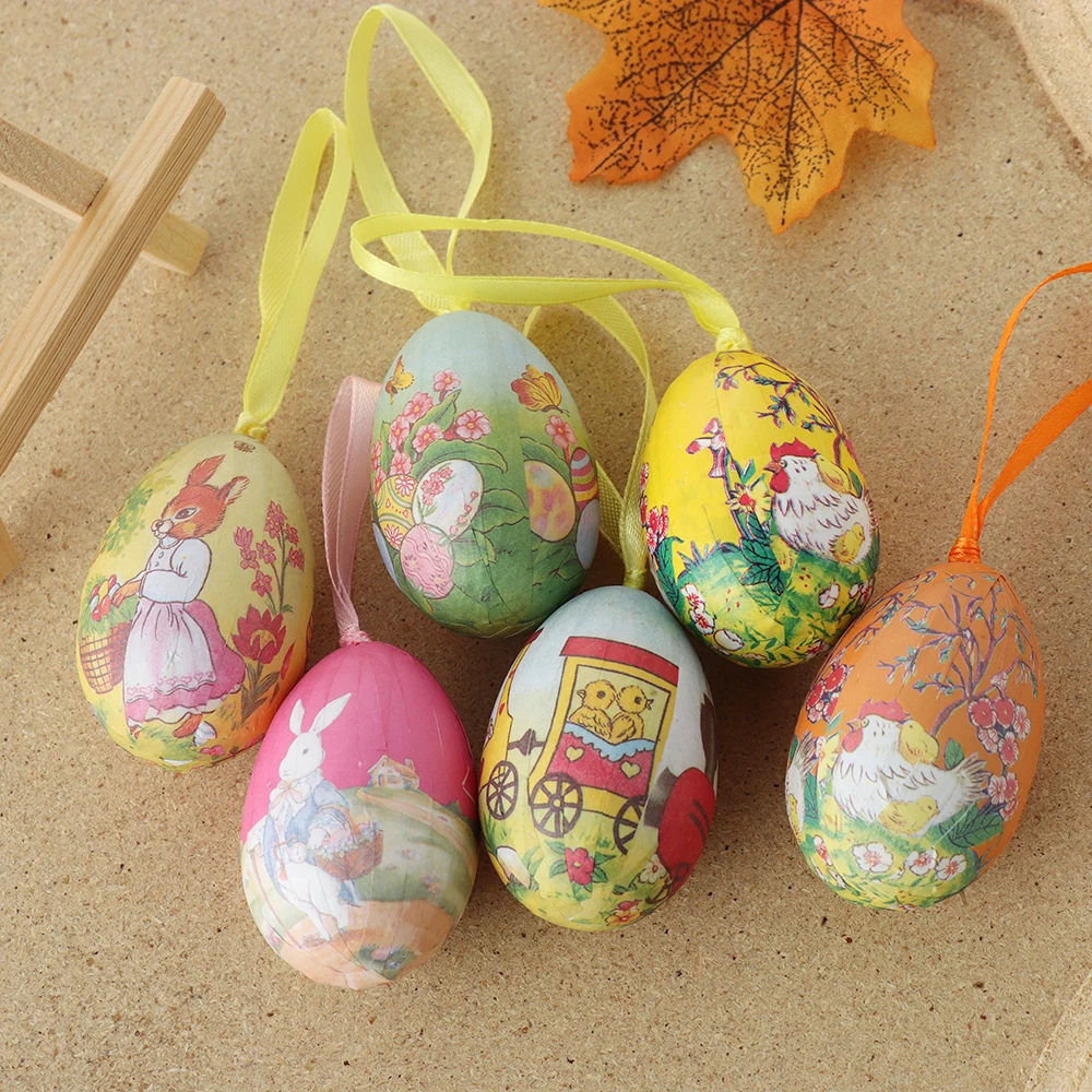 

6Pcs/Set Colorful Foam Easter Eggs Gadget Birthday Holiday Decoration Wedding Party Decoration Easter Crafts Ornaments