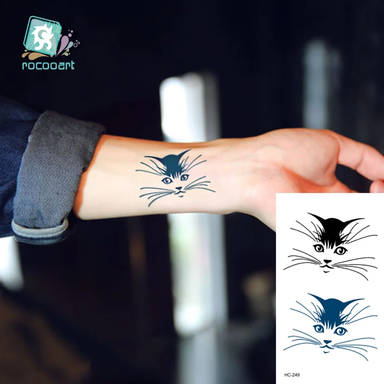 Маленькая временная татуировка наклейка черная белая звезда кошка красочный волк шаблон дизайн переводная вода женский боди-арт FakeTattoo