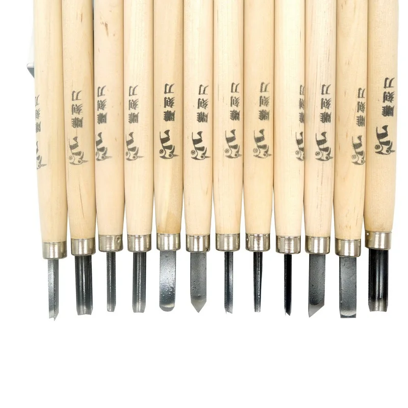 12pcs Woodcut Knife Scorper Wood Carving Tools Woodworking ...