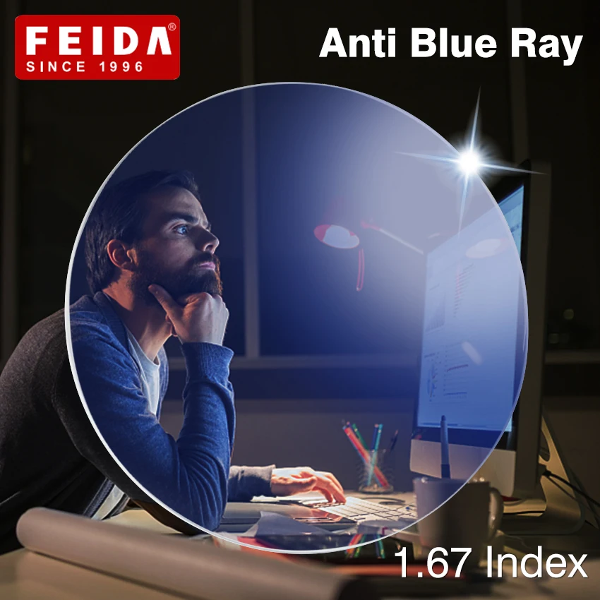 

1.67 Index Anti Blue Ray Lens Myopia Aspherical Eyeglasses Lens Optics Prescription Computer Glasses Anti Blue Light Lenses
