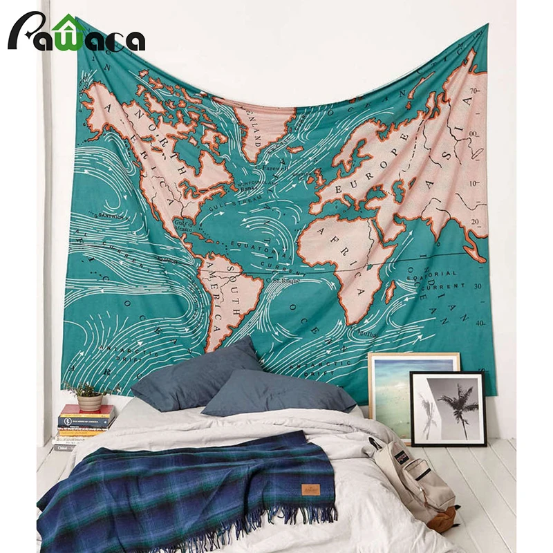 

World Map Tapestry Indian Mandala Wall Hangings Tablecloths Sofa Covers Hippie Boho Beach Towel Wall Art for Bedroom Home Decor