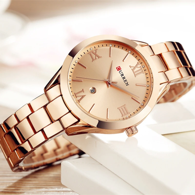 CURREN часы для женщин Лидирующий бренд кварцевые женские часы браслет нержавеющая сталь наручные часы для женщин Reloj Mujer подарок розовое золото