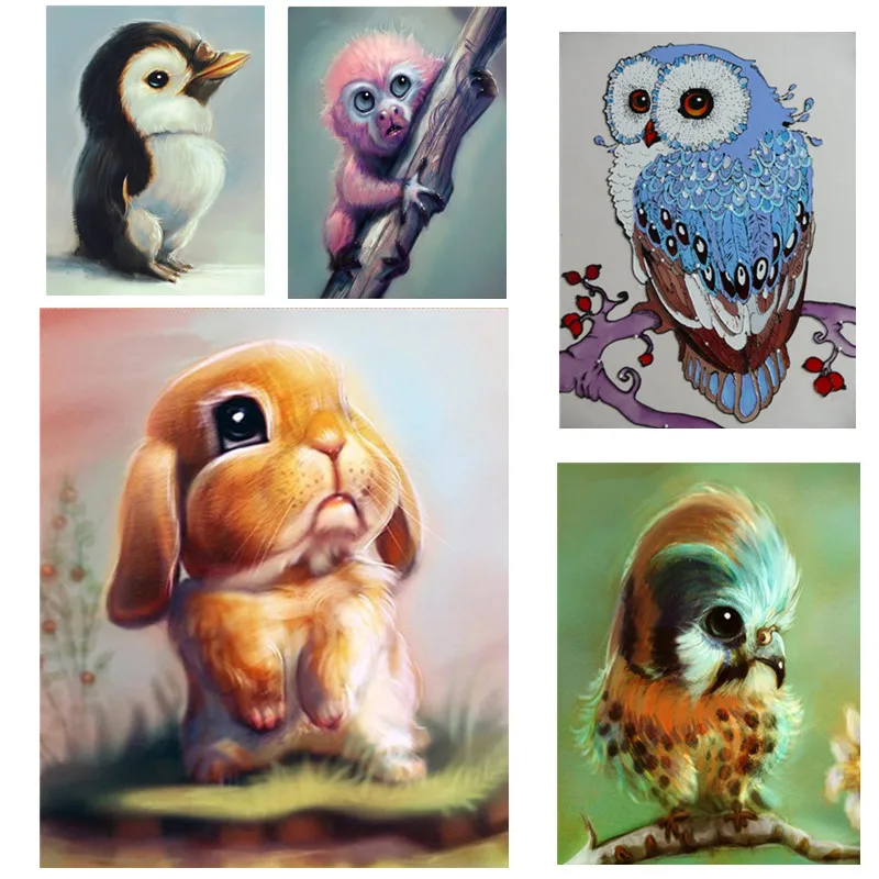 

DIY Diamond Painting Resin Round 5D Diamond Embroidery Cross Stitch Parrots Owl Rabbit Animals Needlework Kids Hobbies