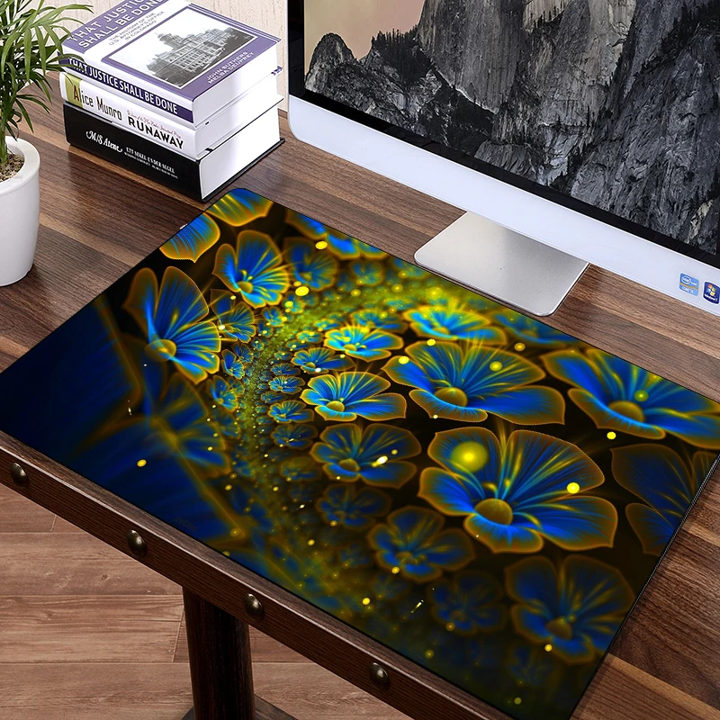 FFFAS Large Fluorescence Flower Blossom Mouse Pad Mat Art Deco Computer Desk Table Mousepad Office