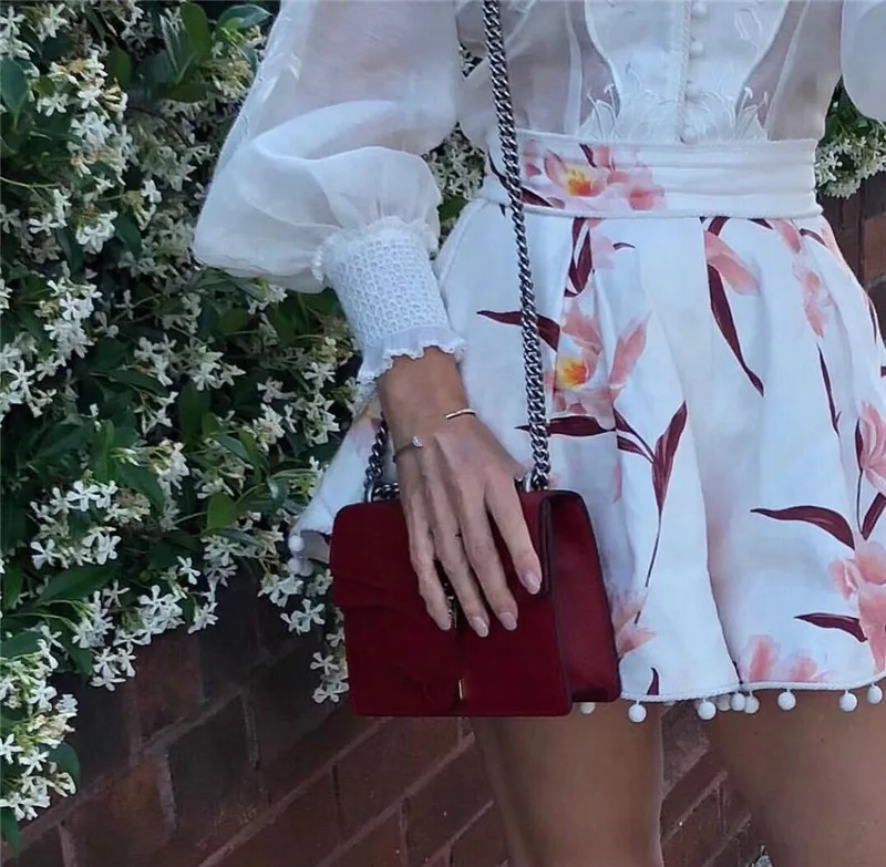 

2019 Fashion Chiffon Floral Print High Waist A-line Women Shorts