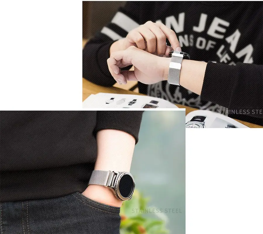 Нержавеющая сталь Milanese Loop Металла Смарт часы ремешок для галечный время круглые