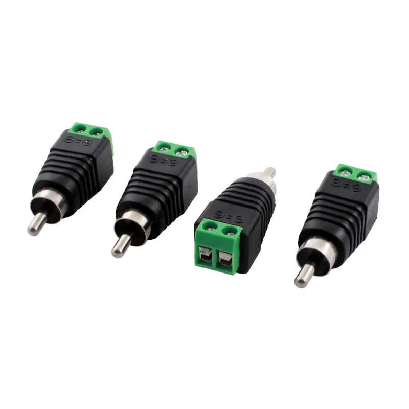 

4 pcs RCA Plug to AV Connector CCTV Screw Connector Balun Black & Green