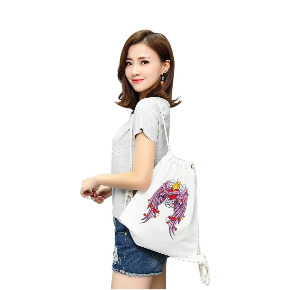 

Cartoon canvas drawstring floral string business unisex casual blank backpack tapestry laptop bag computer interlayer