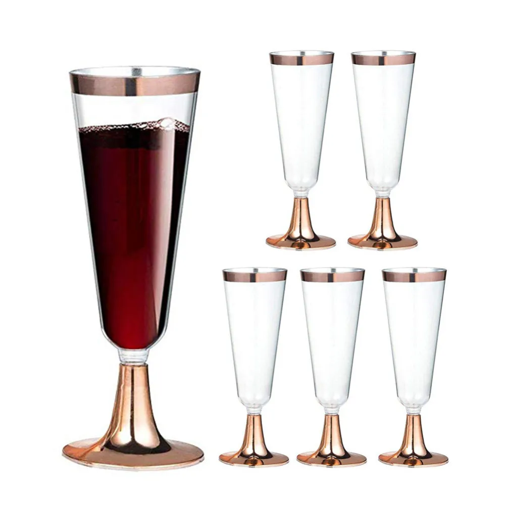 

6pcs/set 150ml Disposable Hard Plastic Champagne Flutes Glasses Goblet Red Wine Glass Cocktail Home Party Celebration Wedding B4