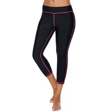 Женские Капри размера плюс с высокой талией с защитой от ультрафиолета, штаны для плавания в полоску, колготки для серфинга и подводного плавания, леггинсы для дайвинга, Быстросохнущий купальный костюм