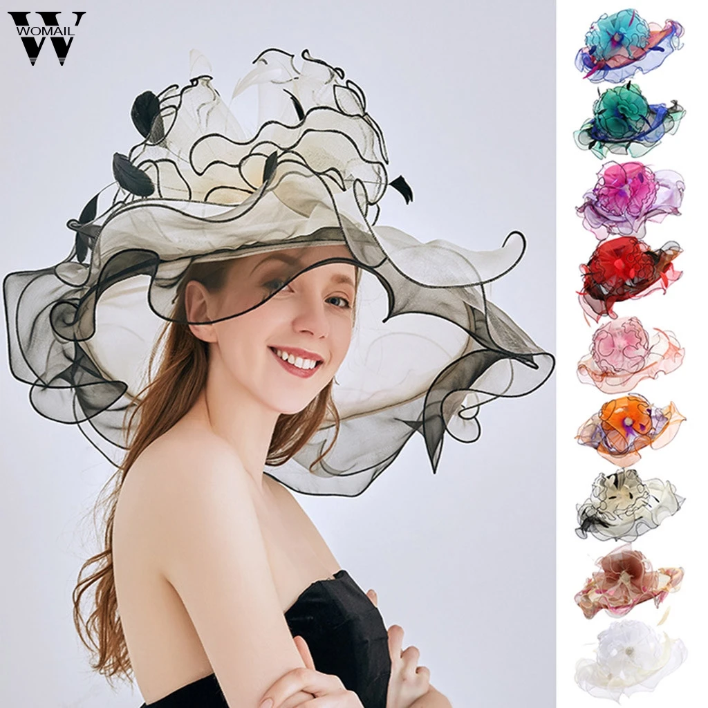 

Womail Sun Hat Summer Women Beach Fashion Big Brim Floppy Floppy Hat Sunshade Travel Church Wedding Tea Party Casual 2019 MA1