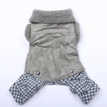 

PU Leather Dog Cat Warm Coat Jacket Pet Puppy Fleece Jumpsuit Hoodie Winter Warm Apparel 2 Colours 5 Sizes