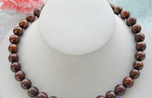 

Jewelr 005452 HUGE REAL 17" 12-15mm ROUND chocolate freshwater PEARL NECKLACE