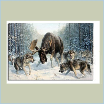 

Diamond Embroidery Animal 5D Needlework Cross Stitch Crystal Full Diamond Mosaic Kits Diy 3D Diamond Painting Wolf And Antelope