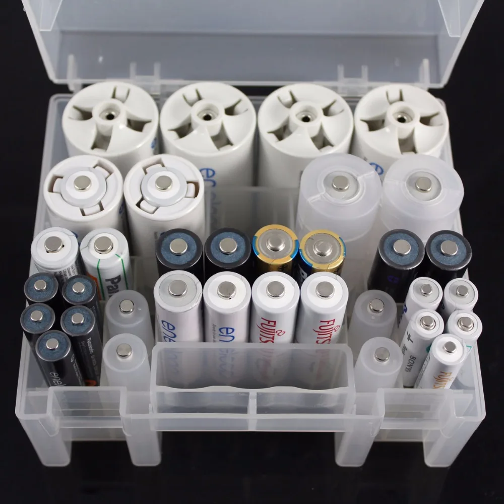 Super volume Transparent Plastic Battery Storage Box for placed AAA AA
