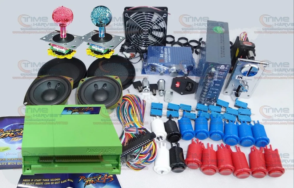 

Arcade parts Bundles kit with Pandora Box 4S+ 815 in 1 upgraded version game board LED Joystick American Style Buttons coin mech