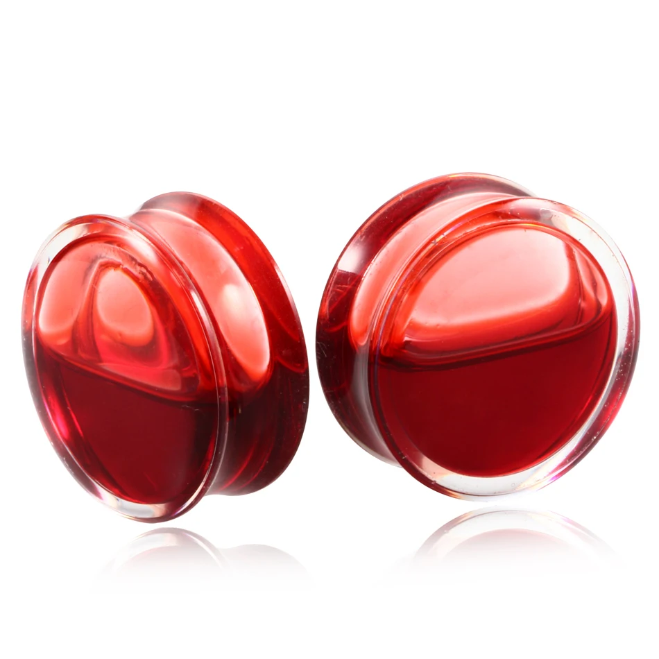 Piercing Jewelry 1 Pair Acrylic Double Flared Ear Flesh Tunnels Plugs Red Liquid Ear Gauges Earring Expander 8mm-25mm